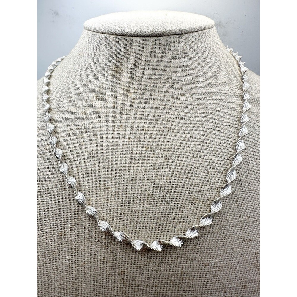 925 Sterling Silver Twisted Herringbone Link Necklace 18” 3.8mm